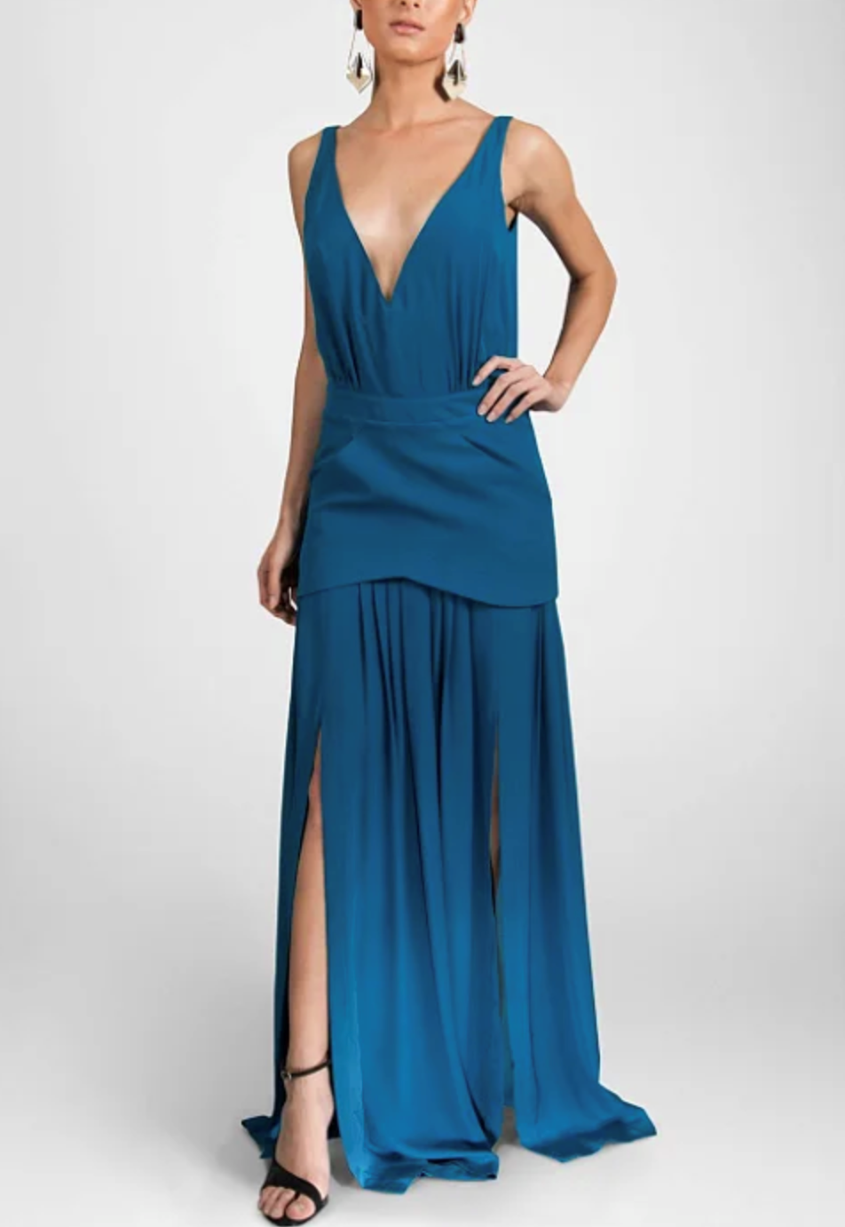 Vestido Longo Bo.Bô Azul Petróleo